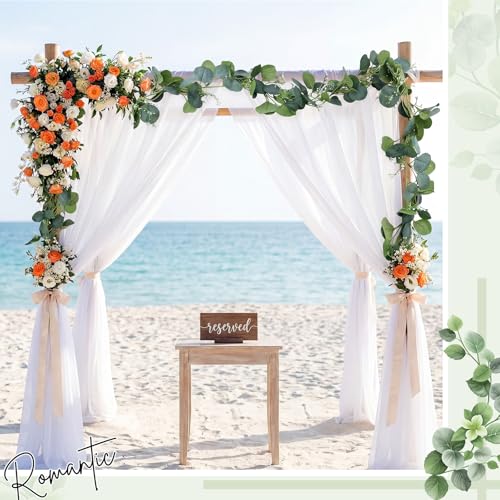 20 Pcs Eucalyptus Leaves Stems and Eucalyptus Garland 6.56 ft Artificial Silver Dollar Leave Picks Faux Branches Greenery Bouquet for Front Door Wedding Centerpiece Arch Wall Decoration Vase Filler