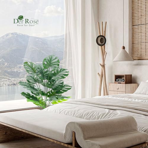 Der Rose Bundle of 2Pcs Fake Plants 28'' Large Artificial Palm Tree and 1Pcs Fake Plants Hanging for Home Room Indoor Outdoor Decor
