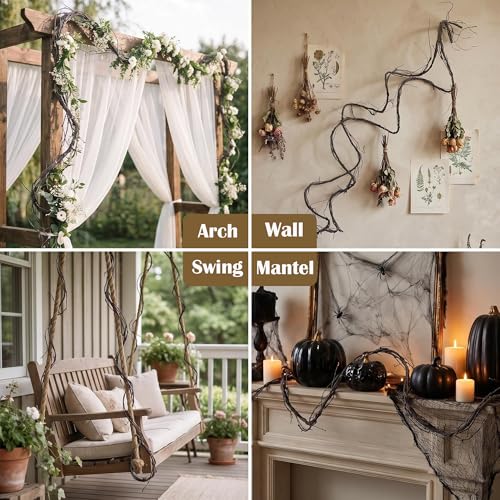 118"/300cm Small Wall Hanging Artificial Cherry Blossom Tree Branches Fake Cane Vines Reptile Plants Grapevine Garland Liana Twigs Wreath for Garden Outdoor Wedding X'Mas Ceiling Decoration - size: Small