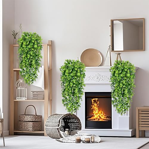 Waipfaru 8Pcs Fake Hanging Plants 3ft Fake Plants UV Resistant Fake Vines Artificial Decor for Indoor Outdoor Party Wall Porch Wedding Decoration,Light Green - color: Light Green Ivy Vines-thickened, size: 8Pcs Plants