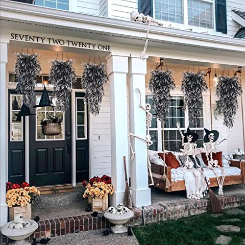 RECUTMS Black Artificial Hanging Lavender Plants, 4 Pcs 30.3 Inch Fake UV Resistant Plastic Greenery for Outdoor Home Room Garden Wedding Arch Farmhouse Porch Gothic Halloween Wall Party Indoor Decor - color: Blackwhite