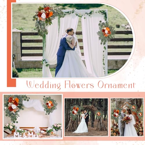 Hotop Wedding Arch Flowers Set of 4 Artificial Flower Swag Wedding Faux Floral Swag with 10 Cable Tie and 8 Clip for Party Welcome Signs Ceremony Reception Backdrop Decor (Honey Orange Gradient) - color: Honey Orange Gradient