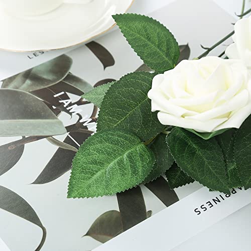 100pcs Bulk Fake Leaves Greenery Leaves Artificial Fake Rose Flower Leaves for DIY Wedding Bouquets Centerpieces Party Decorations - color: 100pcs Green