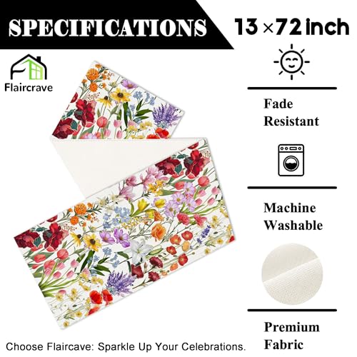 Spring Table Runner Easter Butterfly Kitchen Dining Table Centerpiece Summer Birds Flowers Decor Jesus Spring Decorations for Home Party-72 Inches Long