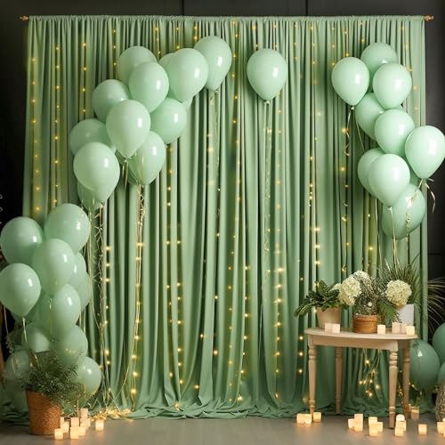 10x8ft Wrinkle Free Sage Green Backdrop Curtains for Parties, Polyester Photo Backdrop Drapes for Wedding Birthday Party Photography Background Curtains Decoration - color: Sage Green, size: 10ftx8ft
