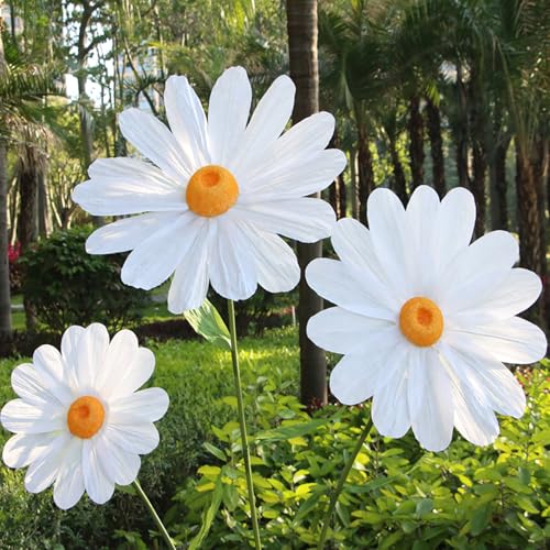 Large Daisy Flowers Artificial 5.9 Ft Giant Paper Flowers Decoration Big Flowers Decor for Birthday Party Garden Office Home Wedding Graduation Shop Window Display(White) - color: White