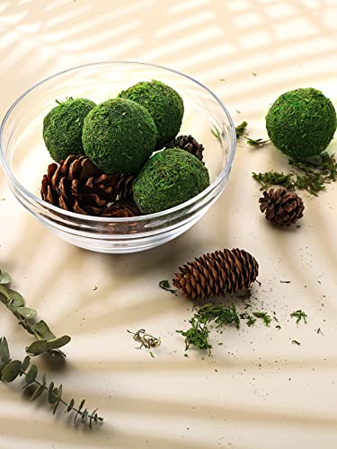 Biubee 12Pack Decorative Faux Dried Moss Balls- 2.2" Artificial Green Plant Mossy Globes Handmade Sphere Moss Gift for Home Dough Bowl Vase Chinoiserie Decors Party Wedding Display - size: S(12pcs)