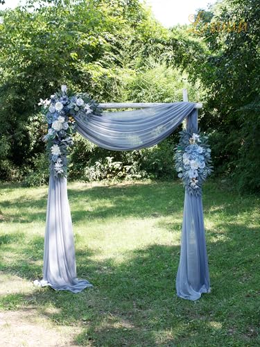 Lisuun Wedding Arch Flowers, Artificial Flowers for Decoration, Large Flower Swag for Boho Styles Wedding Ceremony Floral Decor - Pack of 2 - color: Gray Blue