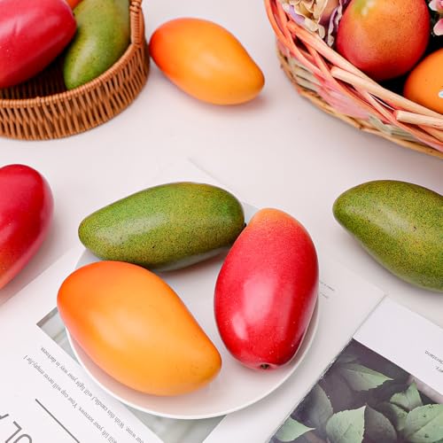 Gresorth 3pcs Artificial Lifelike Mango Decoration Fake Fruit Home Party Kitchen Table Food Show - color: Mango