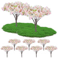 HOMSFOU 8pcs Cherry Blossom Tree Model, Artificial Blossom Cherry Tree Scenery Model Miniature Sand Table Accessories for Train Railway Architecture Diorama Micro Landscape Garden Yard Decor