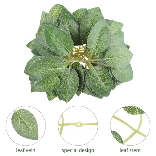 40 Pcs Green Leaves for Decoration Silk Fake Leaves Bulk Artificial Flowers Rose Leaves Plastic Artificial Leaves For Crafts Faux Fake Greenery Leaves Bouquet Garland Wreath Floral Arrangement DIY