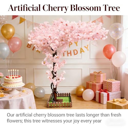 Big Artificial Cherry Blossom Trees 6.7ft Pink for Home Decor Indoor Outdoor,Arbol De Cerezo Artificial Grande,Faux Fake Cherry Blossom Tree for Office HotelGarden Party Wedding - color: Pink, size: 6ft 7in
