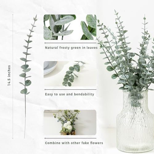 50 Pcs Artificial Eucalyptus Stems Fake Eucalyptus Greenery Branches for Floral Arrangements, Wedding Centerpiece, Crafts