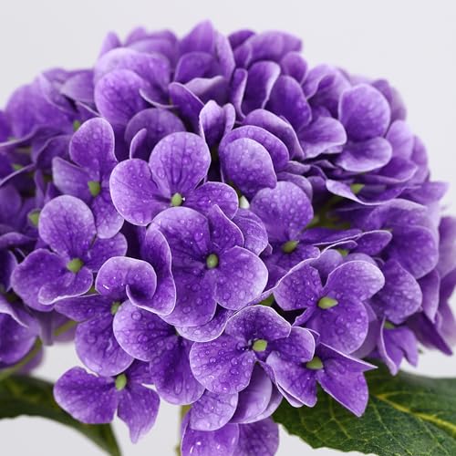 Coferset 5pcs Hydrangea Artificial Flowers Real Touch 20 inch Lifelike Hydrangea Flower for Home Wedding Office Party Living Room Decoration (Purple#2) - color: Purple#2