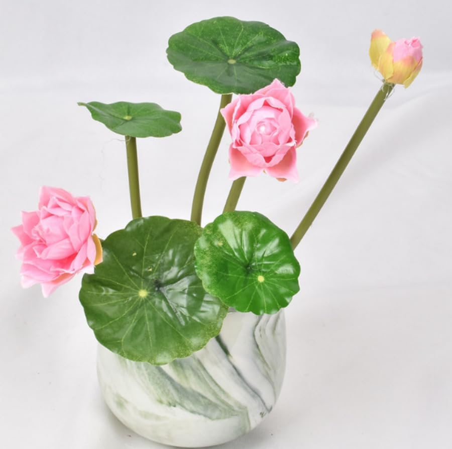 3 Pcs Pink Artificial Flower Water Lily,10" Silk Plants Floating Flowers,Plastic Flowers Lotus Flowers,Realistic Fake Flowers Lotus Decor Used for Fish Tank Decoration Home Decor - color: Pink