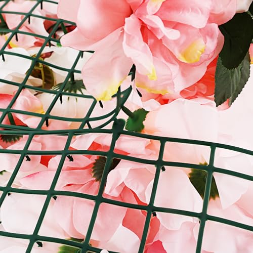 DNYSYSJ Flower Wall 12PCS 23.62" x 15.75" x 0.79" Lifelike Pink Hydrangea Artificial Pink Rose Flowers Panel Silk Fabric Wall Mat - color: Pink and White, size: 12 pieces