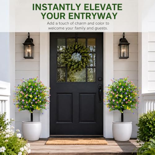 Artificial Petunias with Ground Stake - UV Resistant & Waterproof Faux Flowers for Outdoor Indoor Garden, Yard, Planter, Porch & Home Decor (Style C, 2 Pcs) - color: Style C , 2 Pcs