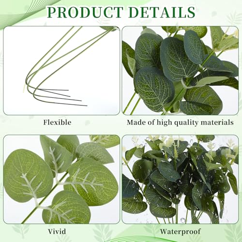 100Pcs Artificial Eucalyptus Stems Leaves Bulk - 4 Kinds Mixed Faux Greenery Silver Dollar Eucalyptus Leaves - Greenery Stems for Wedding Vase Bouquet Floral Arrangement Centerpiece Home Decor