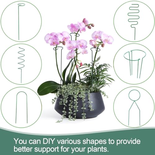 22Pcs Plant Stakes with 22 Pcs Clips, 15.8 inches Bendable Green Plant Sticks for Indoor and Outdoor Plants,Potted Plants,Single Stem Flower Support for Orchid Peony Rose (22, Green) - color: Green