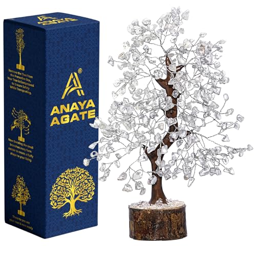 ANAYA AGATE Clear Quartz Crystal Trees for Home Decor, Office Desk Decor, Chakra Healing Crystals & Stone for Positive Energy, Money, Good Luck, Tree of Life Spiritual for Women & Mom - color: Clear Quartz