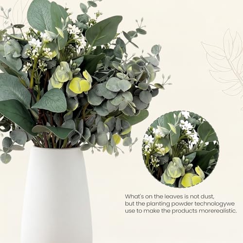 10 Pcs Mixed Eucalyptus Leaves Stems Bulk Artificial Eucalyptus Leaves Sprays Faux Oval Eucalyptus Leaves for Vase Bouquets Floral Arrangement Wreath Farmhouse Rustic Greenery Decor