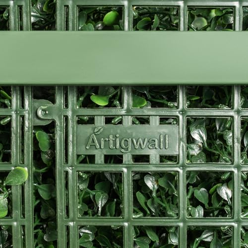 Artificial Boxwood Hedge Wall with Black Steel Planter Box, Outdoor Greenery Fake Faux Grass Panels, Privacy Divider Fence for Patio, 50" Lx48 Hx14 D - size: 50" Lx48" Hx14" D