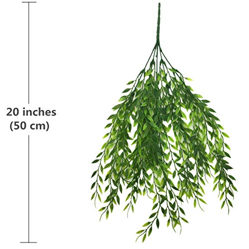 Artificial Weeping Willow, Plastic Plants Greenery Leaves Fake Hanging Vine Faux Ivy Garland UV Resistant for Home Indoor Outdoor Garden Door Wall Baskets Wedding Party Table Decor Decoration - 8 Pcs - color: Weeping Willow-8 Pcs
