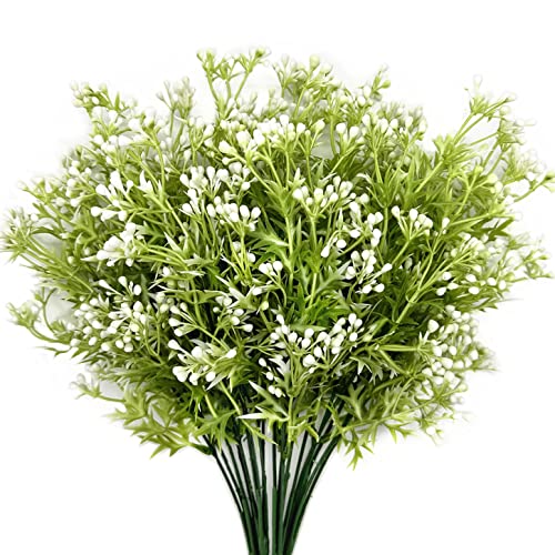 PASYOU Artificial Plants, Fake Plastic Pearl Bouquet Faux White Flowers Bushes Greenery Shrubs Decor for Indoor Outdoor Home Garden Office Table Vase DIY Decoration Planter Filler 4 Pack - color: Pearl Flowers - 4 Pack