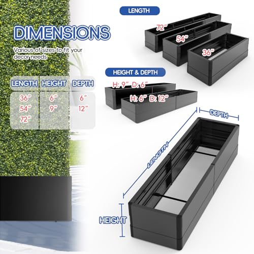 Bynbbur 30" Lx6 Hx30 D Aluminum Base Black for Artificial Boxwood Panel Hedge Wall Grass Backdrop Use, Outdoor Planters Garden Raised, Metal Planter Box - color: Black Base, size: 30"Lx6"Hx30"D