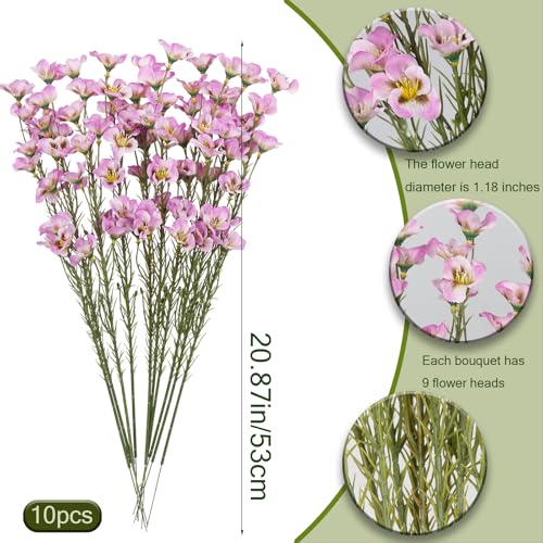 CITYES 10 Pcs Artificial Wildflowers Fake Flower Stems 21" Silk Spring Flowers Forsythia Light Purple Faux Wildflowers Floral Stems for Flower Arrangements Home Decor Indoor Outdoor Centerpieces - color: Light Purple