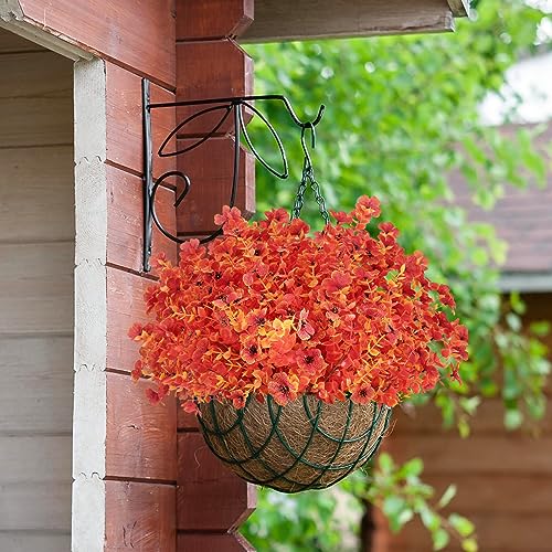 Artificial Fall Flowers Outdoor UV Resistant Fake Mums Bulk Outdoor Faux Mums Plants Plastic Flower Decorations for Home Garden Porch Hanging Planter Vase Autumn Decor Outside, 12 Bundles (Orange) - color: Orange, size: 12PCS