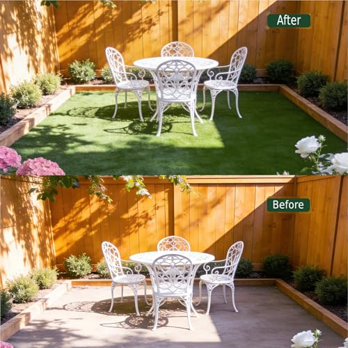 12ft x 12ft Outdoor Artificial Grass Rug, Turf Carpet with 15mm Pile Height for Large Area Coverage, Durable Grass Mat for Patio, Garden, Deck & Poolside, Fast Drainage, Low Maintenance - size: 12 x 12 FT