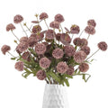 Faux Silk Pompom Mum Artificial Flowers,8 Stems Purple Fake Kiku Flower with 3 Branches Real Touch Eucalyptus Stems for Wedding Bouquet Home Party Floral Arrangements(Purple) - color: Purple