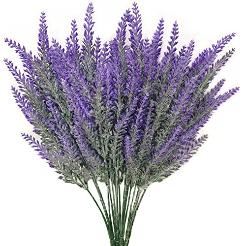 Fake Flowers Lavender in Purple, Artificial Flowers for Decoration Faux Flower Plants Plastic Greenery Decorations for Outdoor Garden Outdoors Home Art Floral Arrangements Wedding DIY Bouquet - 4 Pack - color: Lavender-purple-4 Pack