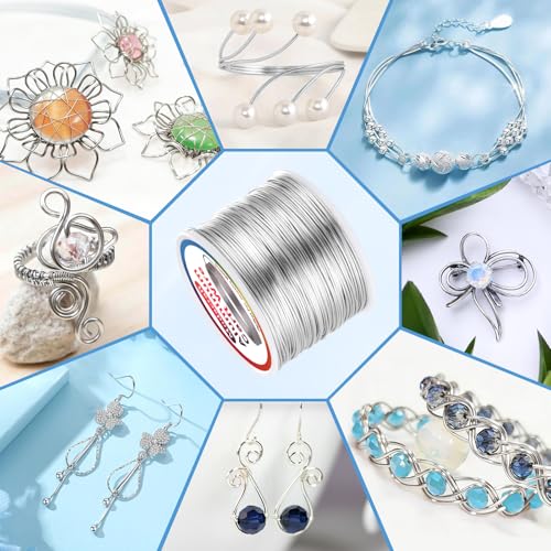 Modacraft 20 Gauge Wire for Jewelry Making - 400FT Silver Aluminum Crafting Wires with Premium Wire Cutters - Perfect for DIY Jewelry Coiling, Sculpting, Beading - size: 20 Gauge