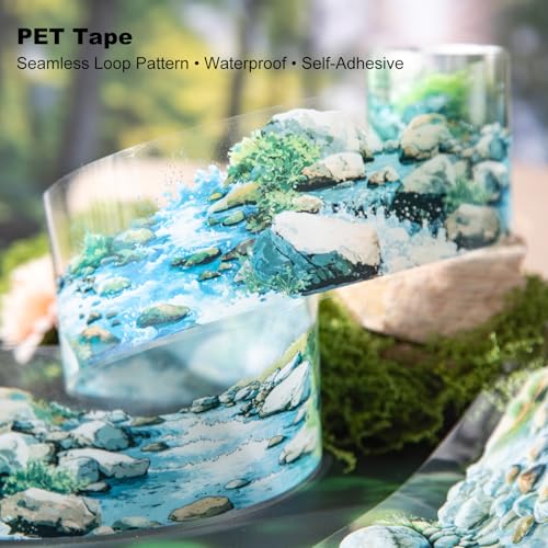 6 Rolls River Landscape PET Tape Set – Forest Stream and Riverbank Aesthetic with Seamless Nature Scenes for Scrapbooking, Journaling, Crafts, DIY and Decor - style: Riverside Scenery