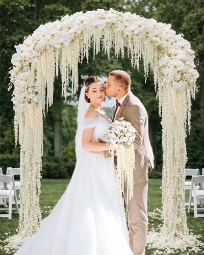 12PCS Dried Amaranthus Hanging Flowers - 23" Ivory White Preserved Floral Stems for Wedding Arch, Wall Decor, Centerpiece Arrangements, Garland, Home Vase Filler - color: 12pcs Ivory White
