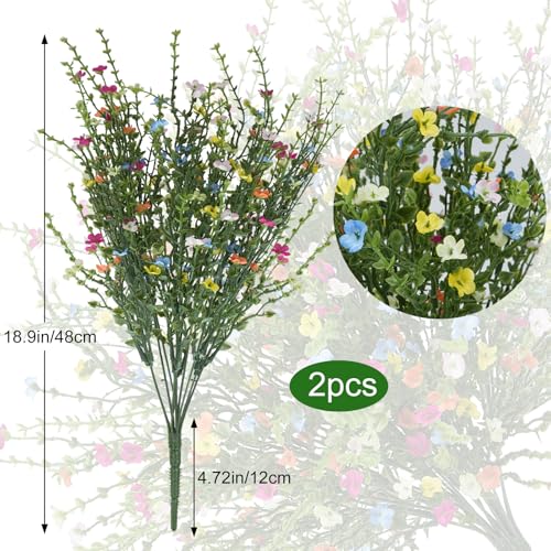Artificial Flower Silk Fake Wildflowers Bouquet for Bedroom Kitchen Bathroom Home Garden Patio Hanging Planters and Other Interior Decorations (Mixed Colors) - color: 2pcs