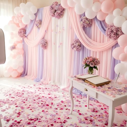 ZOOYOO 200Pcs Silk Rose Petals for Romantic Night, Pink and Purple Fake Flower Petals for Wedding Centerpieces, Aisle Scatter, Flower Girl Basket, Party and Table Decoration - color: Pink and Purple