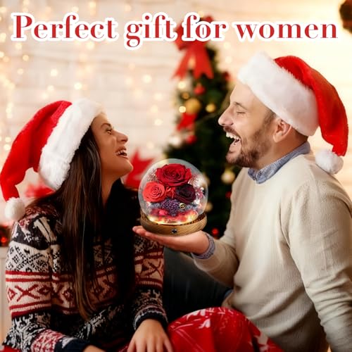 Preserved Flower Red Rose in Glass, Eternal Roses Gifts for Women, Mom, Girlfriend, Wife, Her on Christmas, Valentine's Day, Mother's Day, Birthday, Anniversary