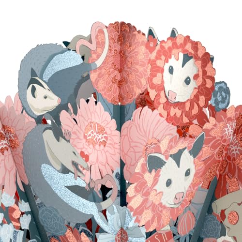 Lovepop Everyday Pop-Up Bouquet with Glitter Details - 3D Greeting Cards for Boys, Girls, Men, Women - Party Possums - 12" Glitter Bouquet - Blank Notecard & Envelope Included - color: Party Possums Glitter Bouquet