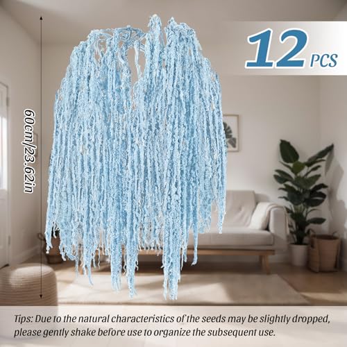 Suncalla 12 Pcs Light Blue Spring Natural Dried Amaranthus Hanging Flowers Amaranthus Artificial Flowers for Wedding Arch Bouquet Floral Garland Wall Home Decoration (23 Inch) - color: Light Blue