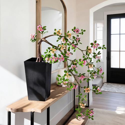 Artificial Bonsai Tree Fake Plant in Pot 2.6FT Artificial Flowers Plants Artificial Spring Flowers Tree Bonsai with Lifelike Leaves Realistic Flowers for Living Room Stairwell Patio Decor(Multicolor) - color: Multicolor