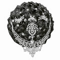 XINNI Brooch Bridal Wedding Bouquet Bride Bridesmaids Satin Rose Flower Bouquet with Bling Drop-Shaped Rhinestone for Wedding Black - color: Black