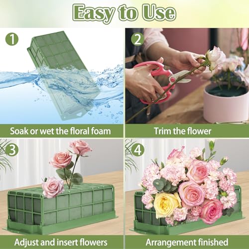 12PCS Floral Foam Cage, Flower Cage Holder, Dry and Wet Rectangle Flower Arrangement, Hangable Green Blocks Floral Foam Cages for Artificial Flesh Flower Wedding Holiday, Home, Garden Party Decoration - size: 12 PCS