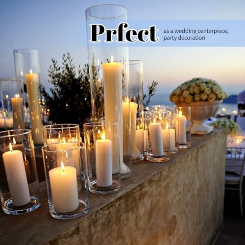 12Pack Glass Cylinder Vases for Centerpieces - 12 Inch Tall Flower Vase for Wedding Decorations, Floating Candle Holder Vase Bulk,Glass Hurricane Candle Holders for Table Shelf, Party, Home Decor - size: 3.35×12inch