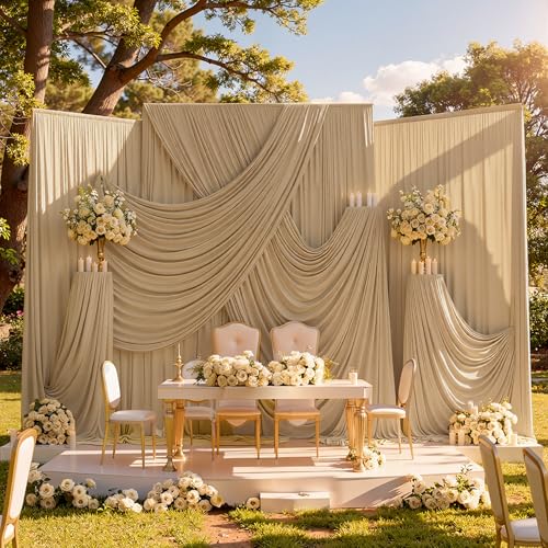 30ftx10ft Champagne Backdrop Curtains for Parties, Wrinkle Free Photo Curtains Backdrop Drapes 6 Panels Back Drop Cloth Drapery for Wedding Birthday Photography Background - color: Champagne, size: 30ftx10ft