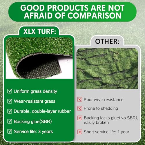 XLX TURF Fake Grass Outdoor Runner Rug - 4FT x 10FT Artificial Grass Carpet Low Pile Turf for Balcony Dogs Kids Playground - Pets Friendly