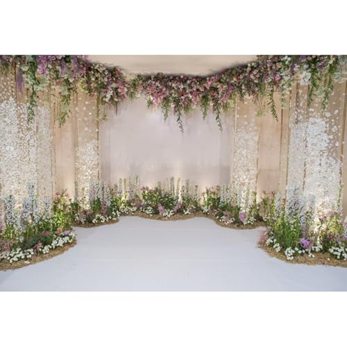 10x6.5ft Wedding Backdrop for Cradle Ceremony Background for Proposal Flowers Curtain Wedding Ceremony Banner Bridal Shower Background Mother's Day Floral Marriage Backdrop - size: 10x6.5ft