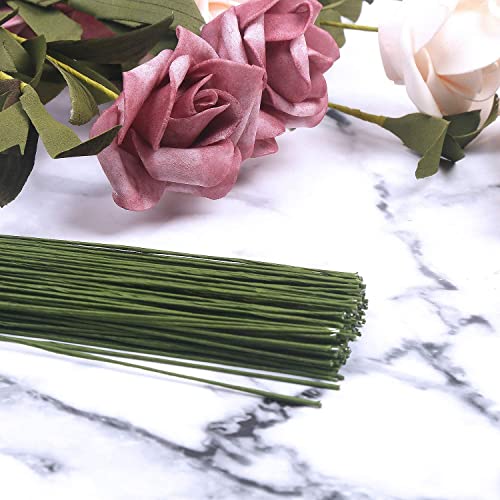 FOIMAS 18 Gague Floral Stem Wire,100pcs Paper Wrapped Florist Wire for Floral Arrangement
